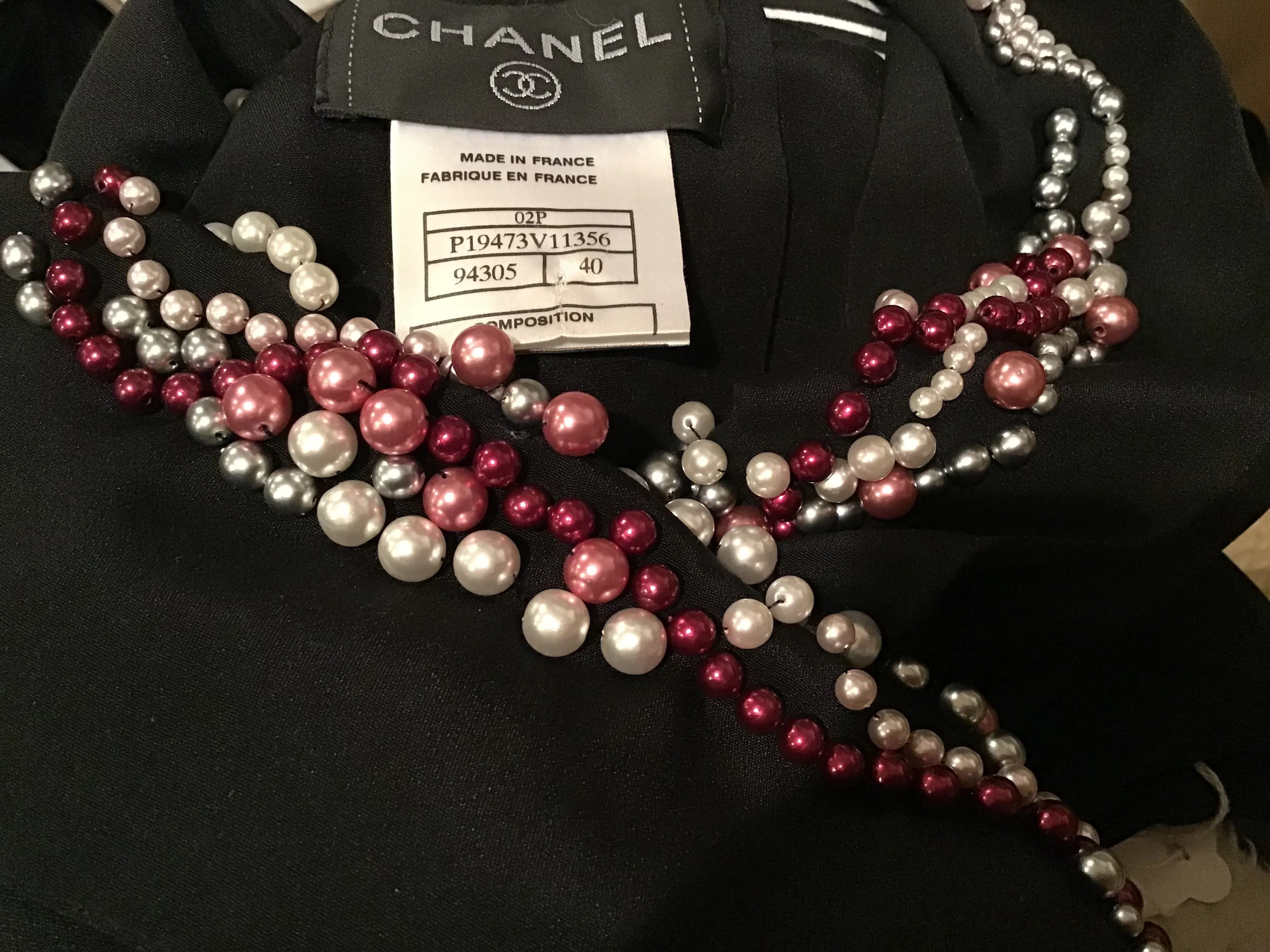 RARE Chanel 02C 2002 Cruise open back sleeveless Top Blouse Embellished with yards of pearls in various colors FR 40 US 4/6