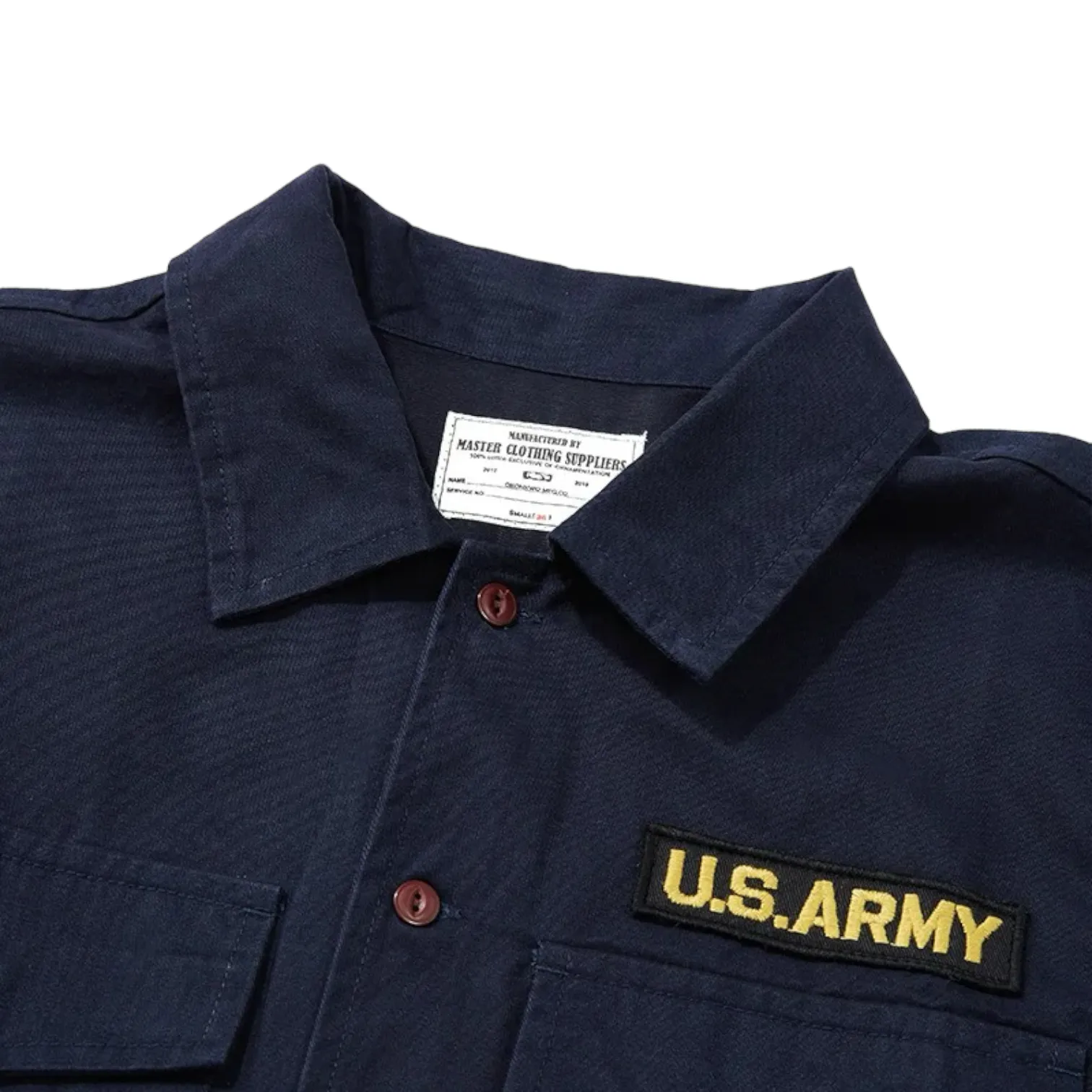 Regular fit workwear shirt jacket with embroidery