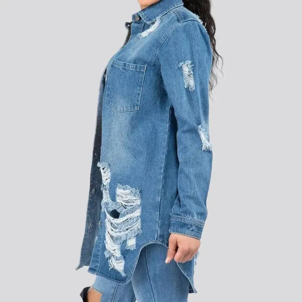 Regular grunge women's jean shirt