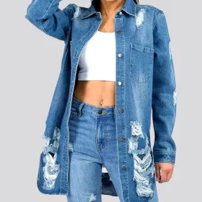 Regular grunge women's jean shirt