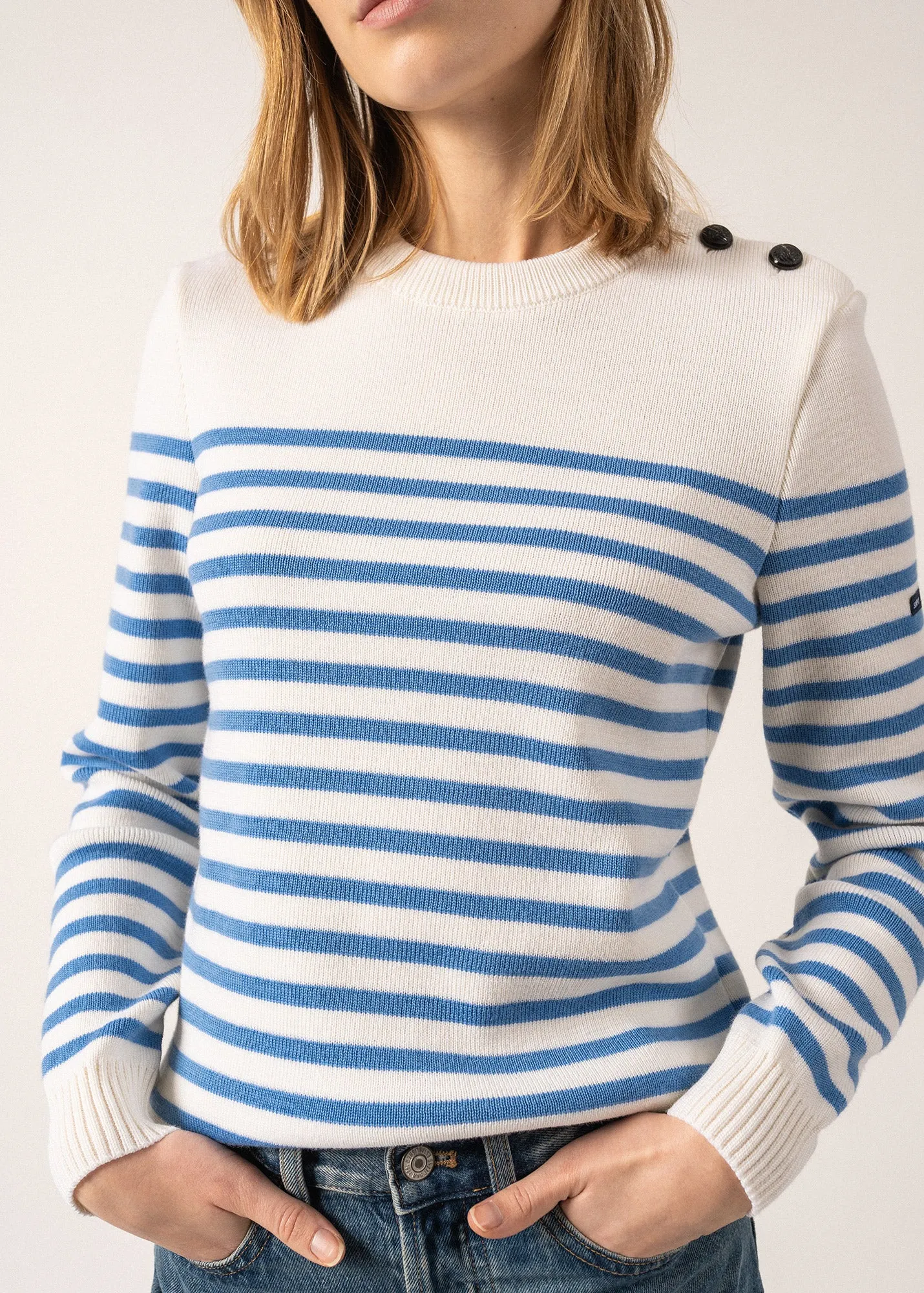 Rochefort striped sailor jumper - in wool (ECUME/OXYGENE)