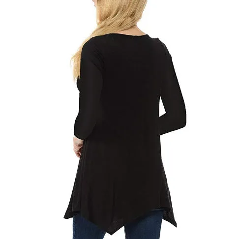 Round Neck Long Sleeve Irregular T-Shirt