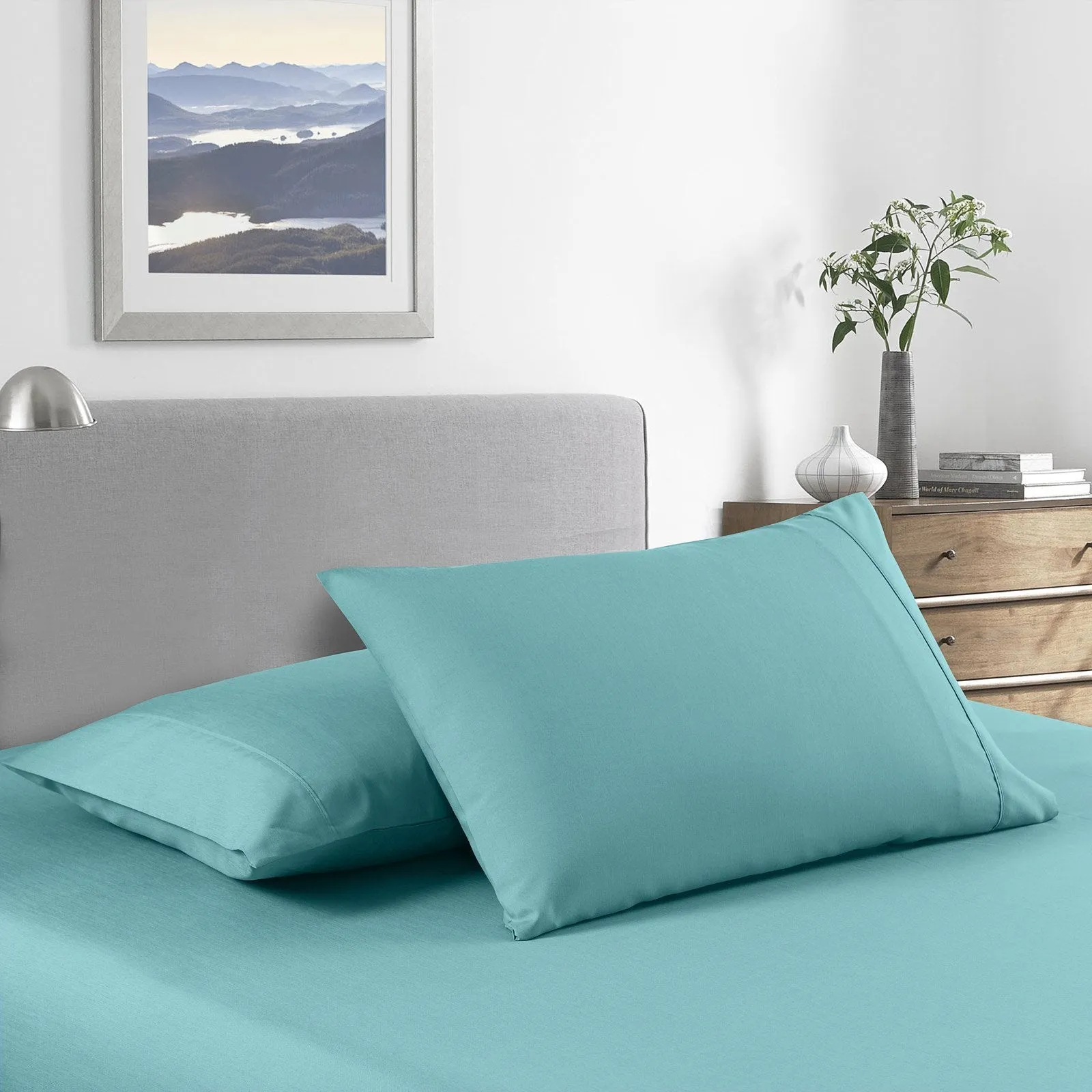 Royal Comfort 2000 Thread Count Bamboo Cooling Sheet Set Ultra Soft Bedding Double Aqua