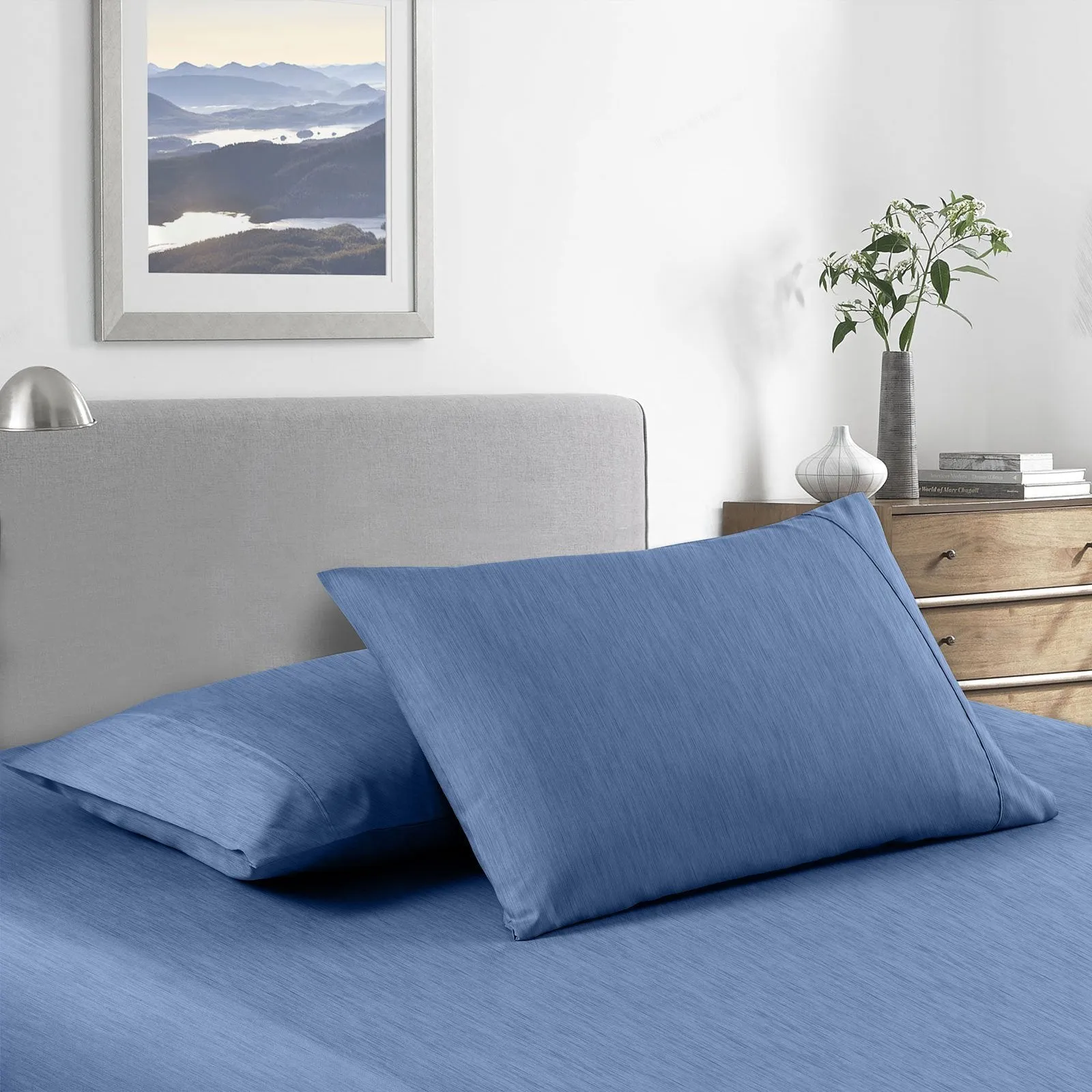 Royal Comfort 2000 Thread Count Bamboo Cooling Sheet Set Ultra Soft Bedding King Single Denim