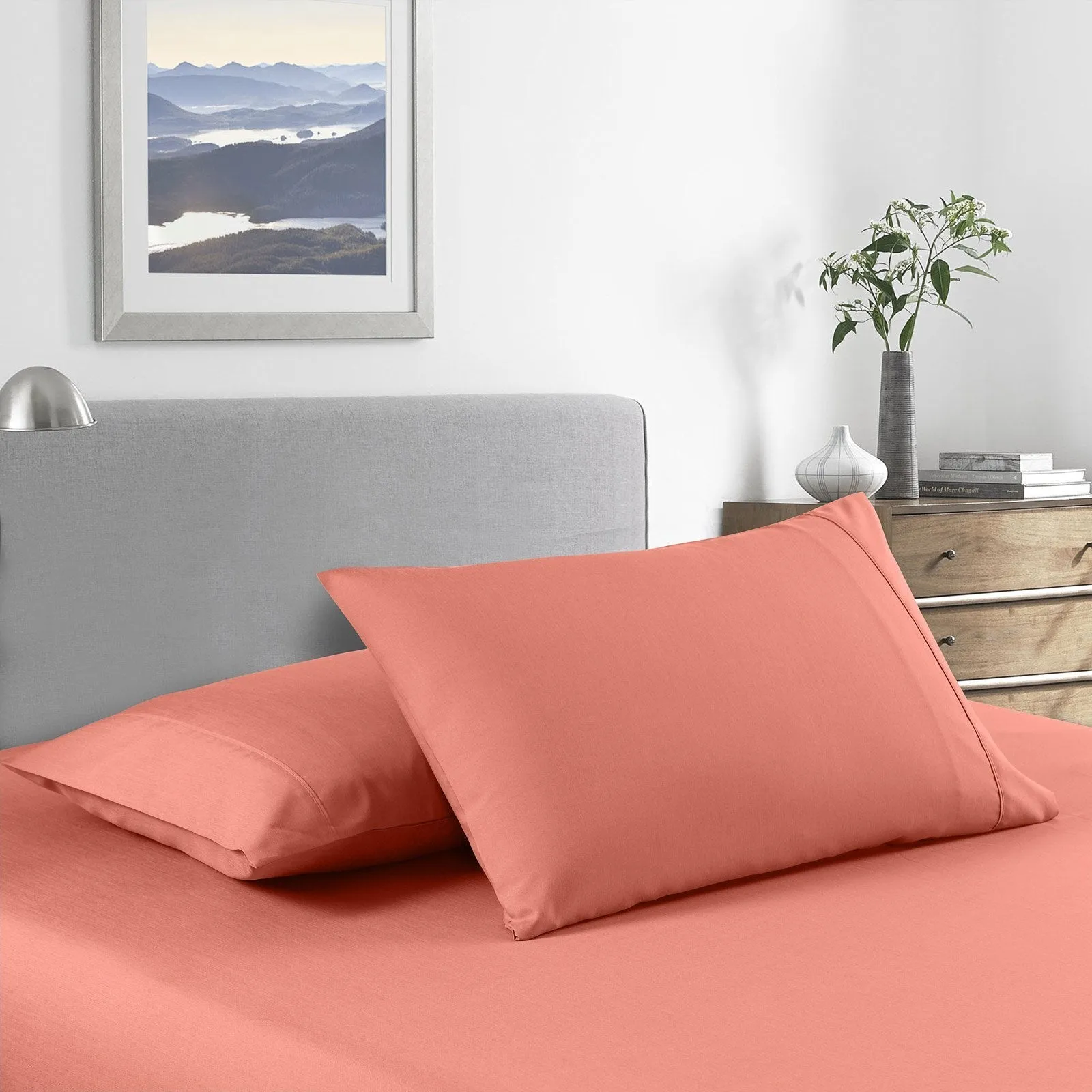 Royal Comfort 2000 Thread Count Bamboo Cooling Sheet Set Ultra Soft Bedding Single Peach