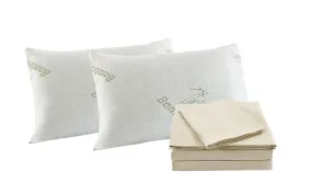 Royal Comfort Bamboo Blend Sheet Set 1000TC and Bamboo Pillows 2 Pack Ultra Soft King Ivory