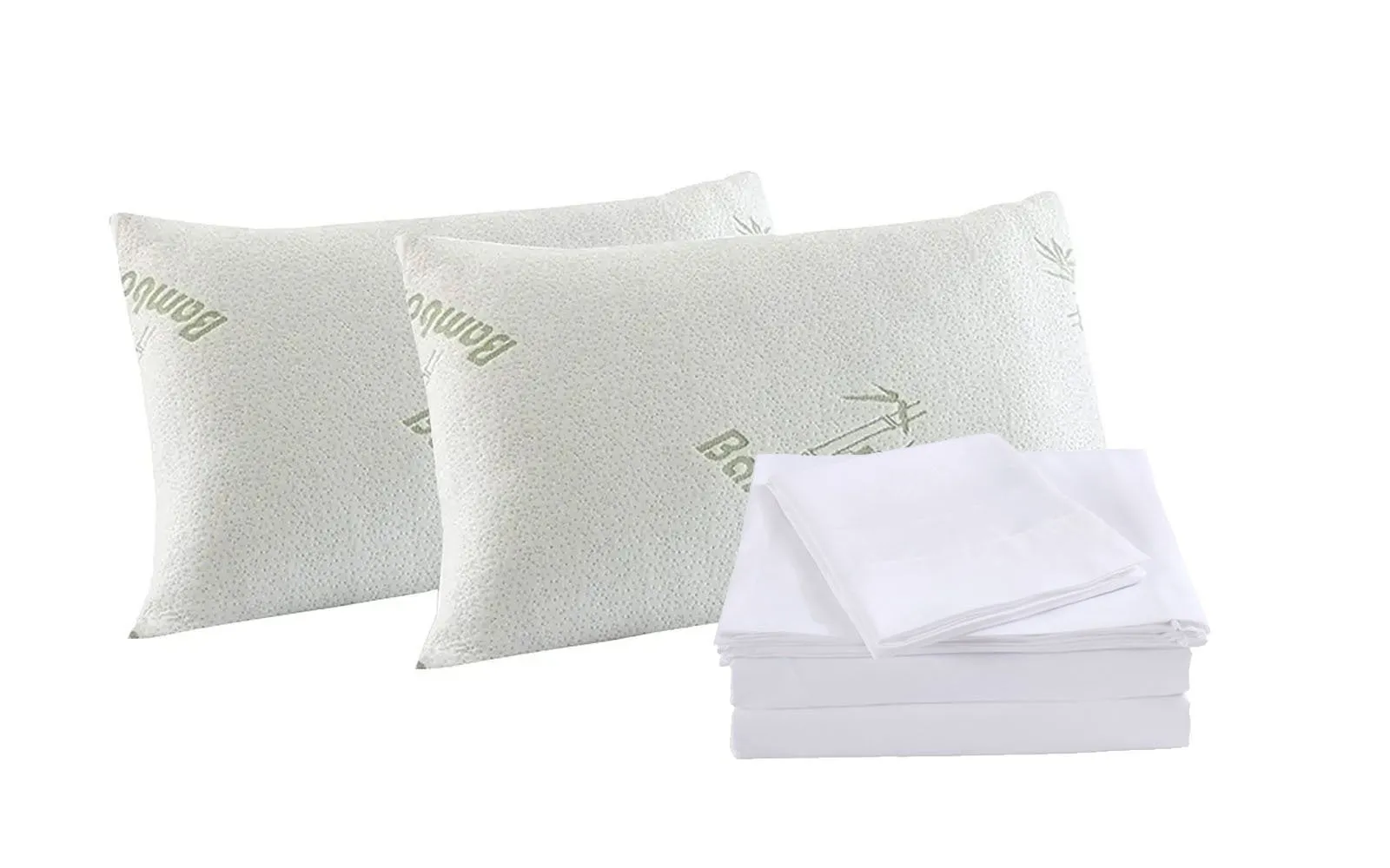 Royal Comfort Bamboo Blend Sheet Set 1000TC and Bamboo Pillows 2 Pack Ultra Soft King White