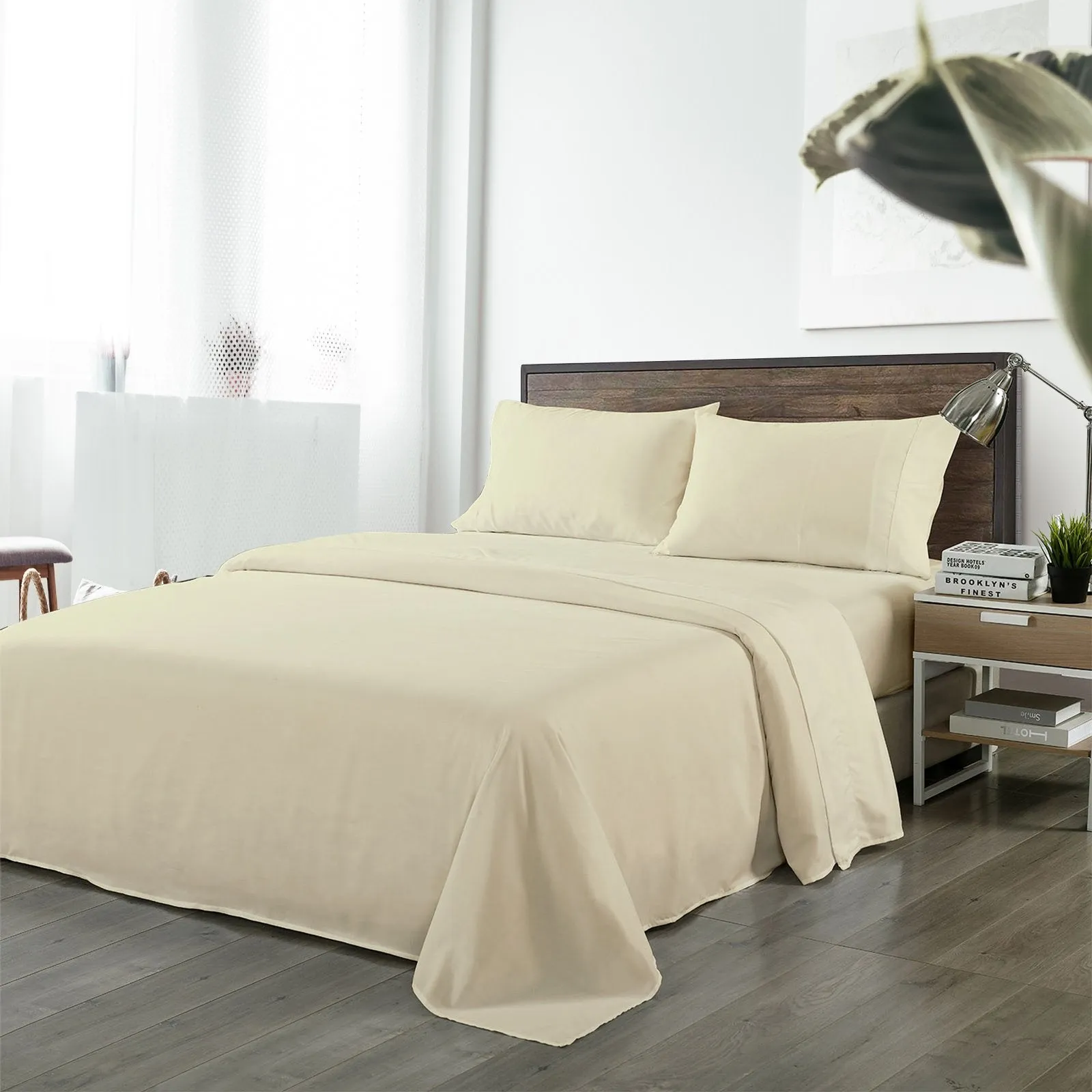 Royal Comfort Bamboo Blended Sheet & Pillowcases Set 1000TC Ultra Soft Bedding King Ivory