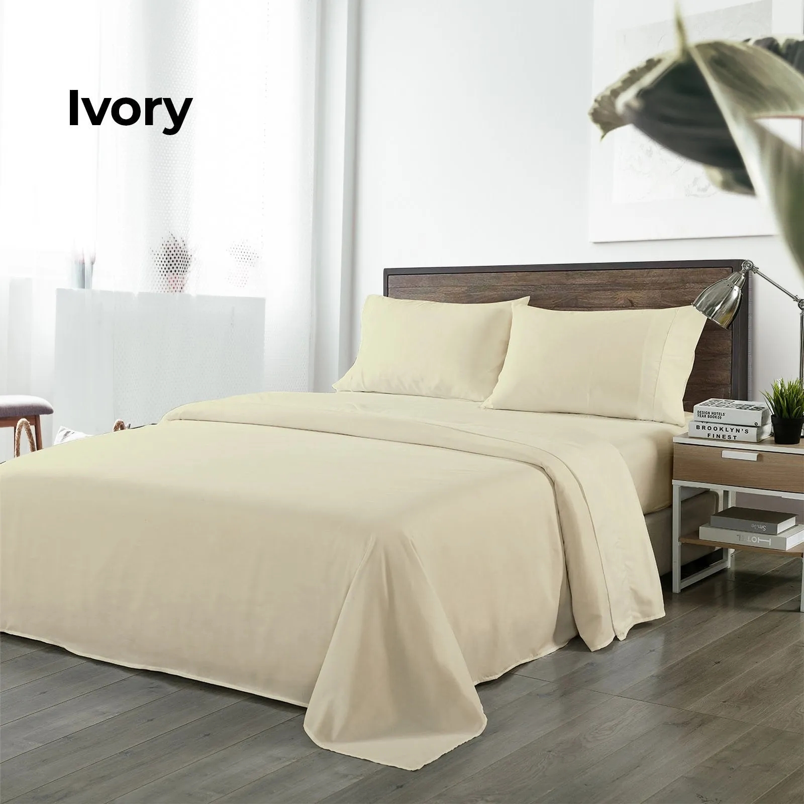 Royal Comfort Bamboo Blended Sheet & Pillowcases Set 1000TC Ultra Soft Bedding King Ivory