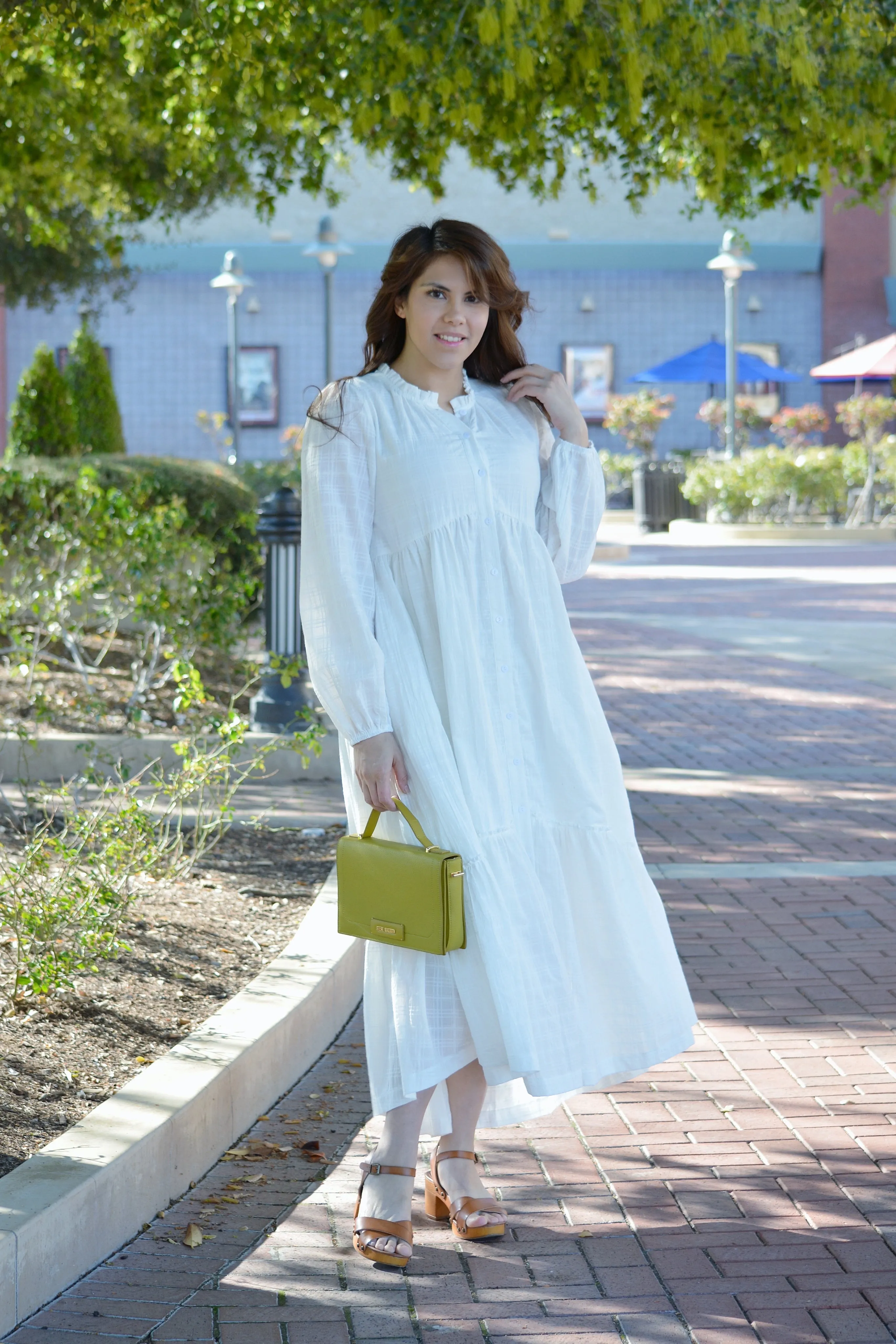 Ruth White Embroidered Cotton Dress