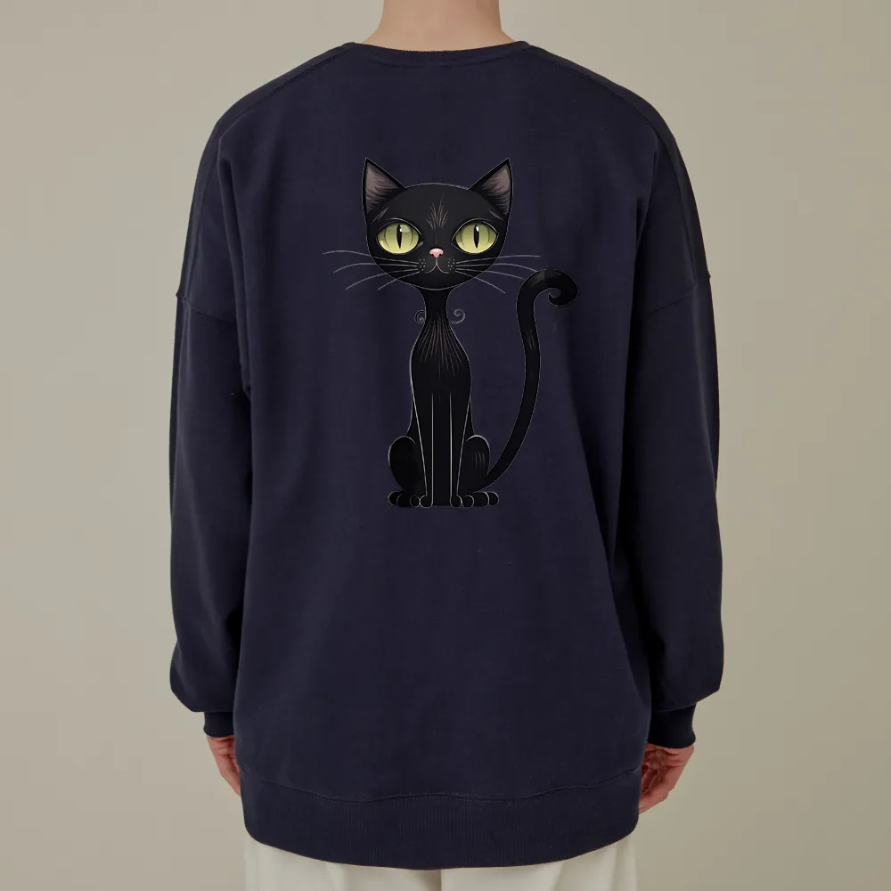 S-6XL Made in Korea Black Cat Cotton Sweatshirt for adults (universal for men and women)