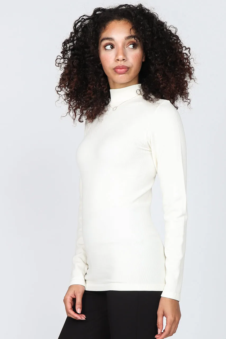 S4902 Ribbed Mock Neck Long Sleeve Basic Top