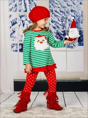 Santa Striped Polka Dot Legging Set