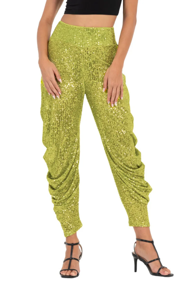 Sequinned Harem Style Tango Pants With Gathers