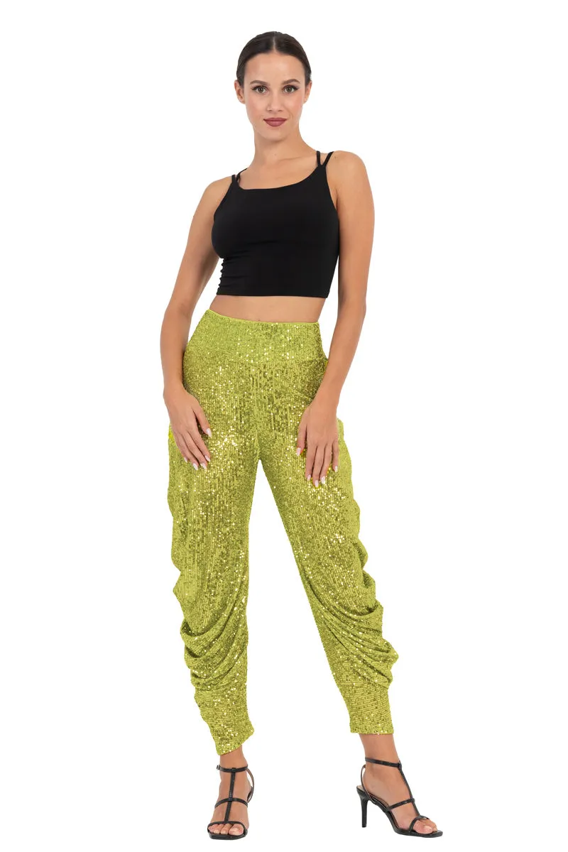 Sequinned Harem Style Tango Pants With Gathers