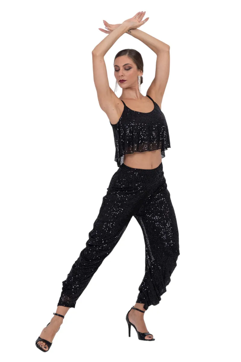 Sequinned Harem Style Tango Pants With Gathers