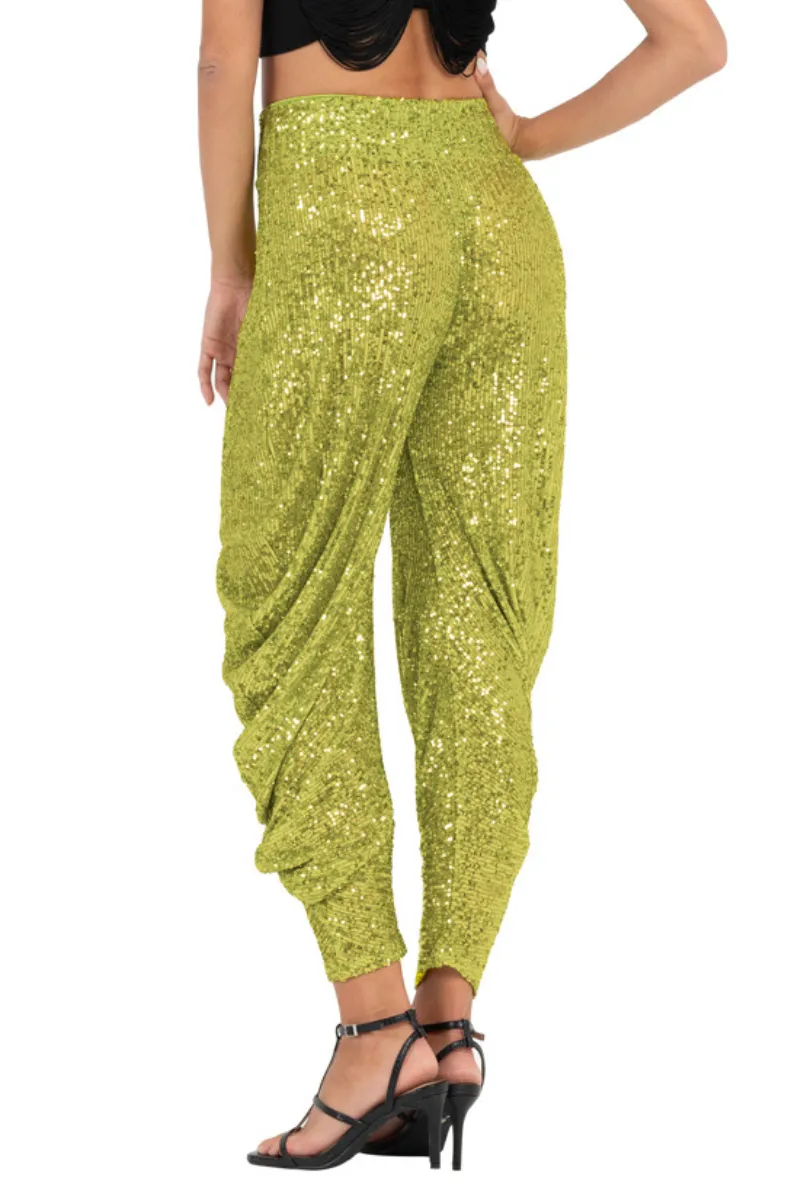 Sequinned Harem Style Tango Pants With Gathers