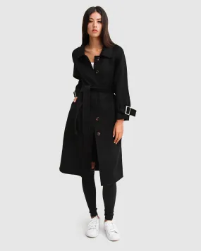 Shore To Shore Belted Wool Coat - Black