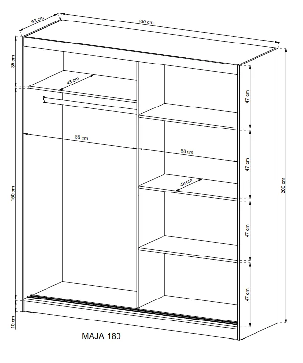 SLIDING DOOR WARDROBE MAJA I 180CM WHITE