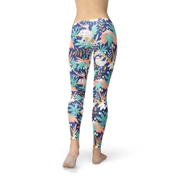 Sloth-Themed Women's Full-Length Active Leggings