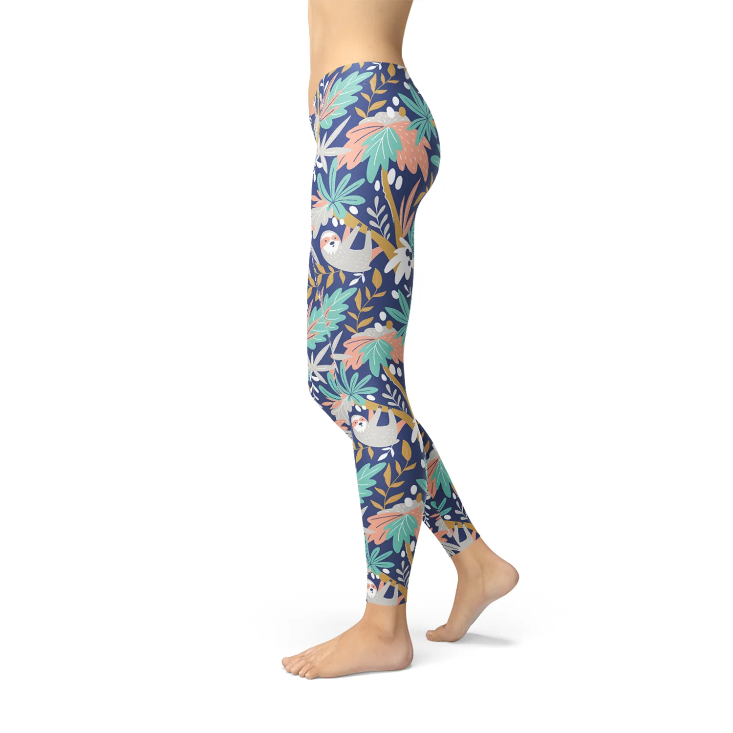 Sloth-Themed Women's Full-Length Active Leggings