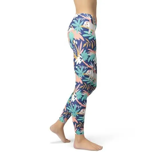 Sloth-Themed Women's Full-Length Active Leggings