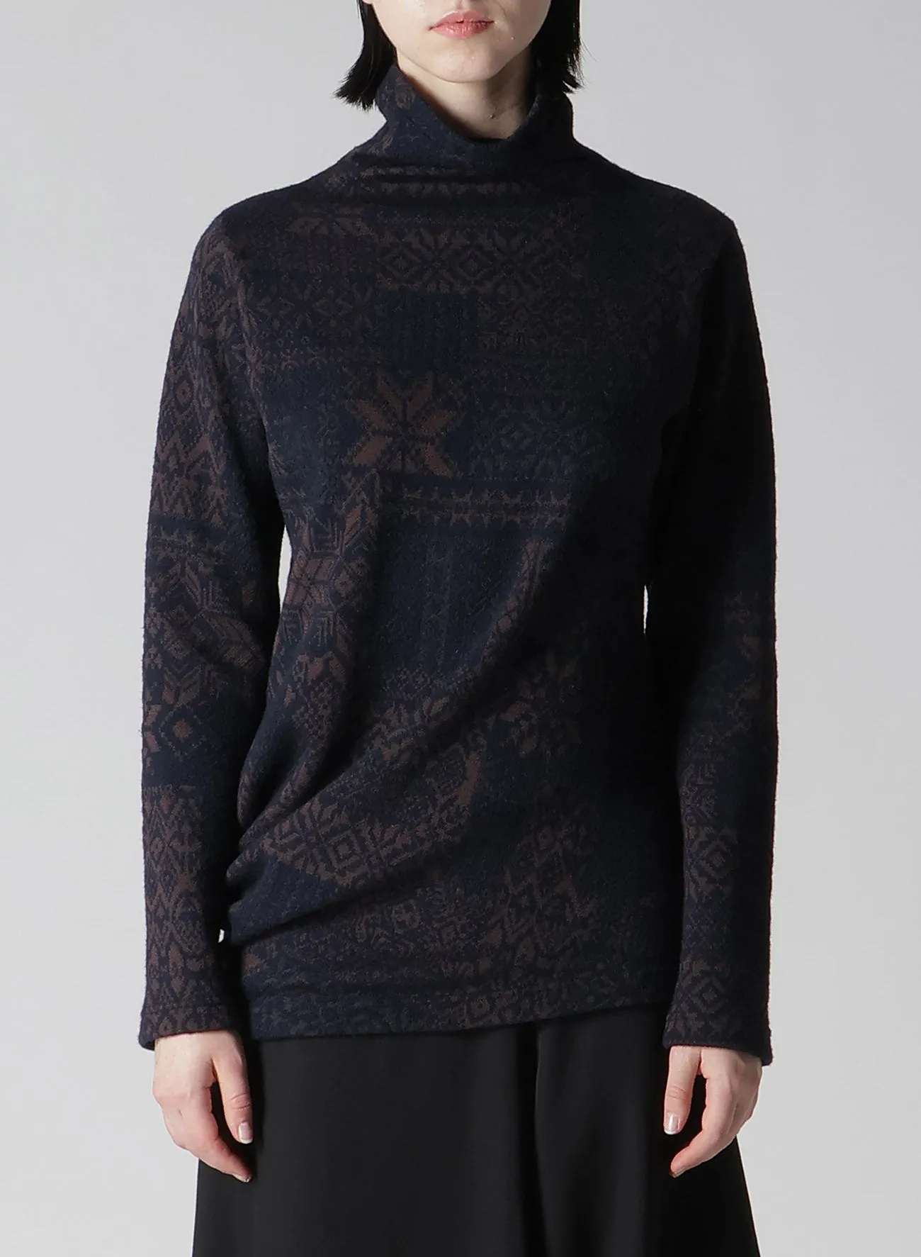 SNOW PATCHWORK W JACQUARD HIGH NECK T