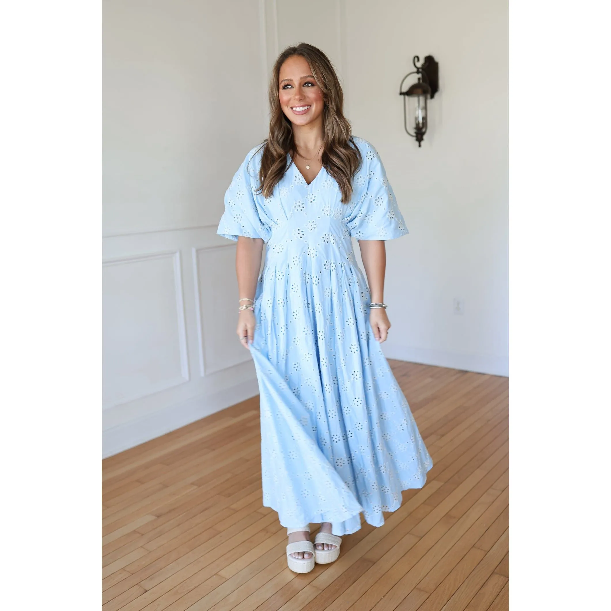 Sorena Baby Blue Midi Dress