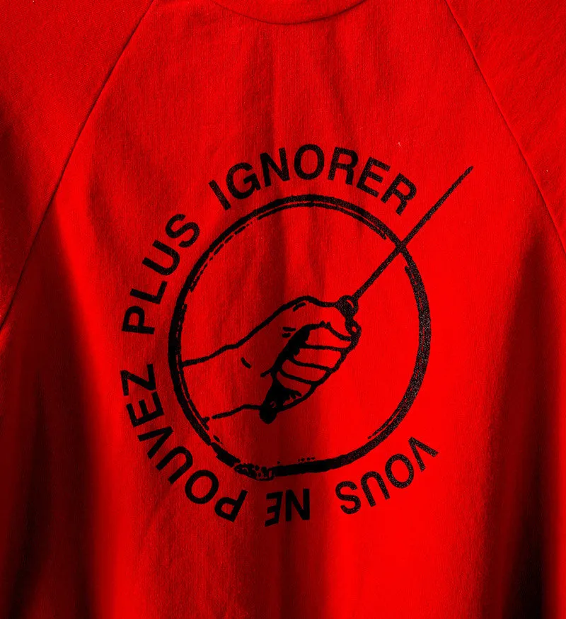 S/S 2002 'Woe onto those who spit on the fear generation… The wind will blow it back' Crew Sweatshirt by Raf Simons