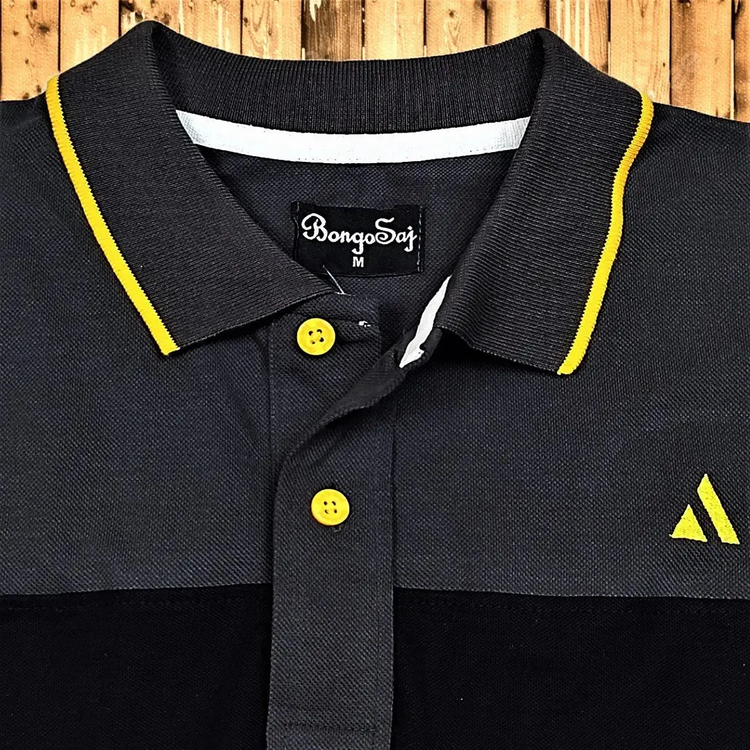 Steel Grey and Black Polo T-Shirt