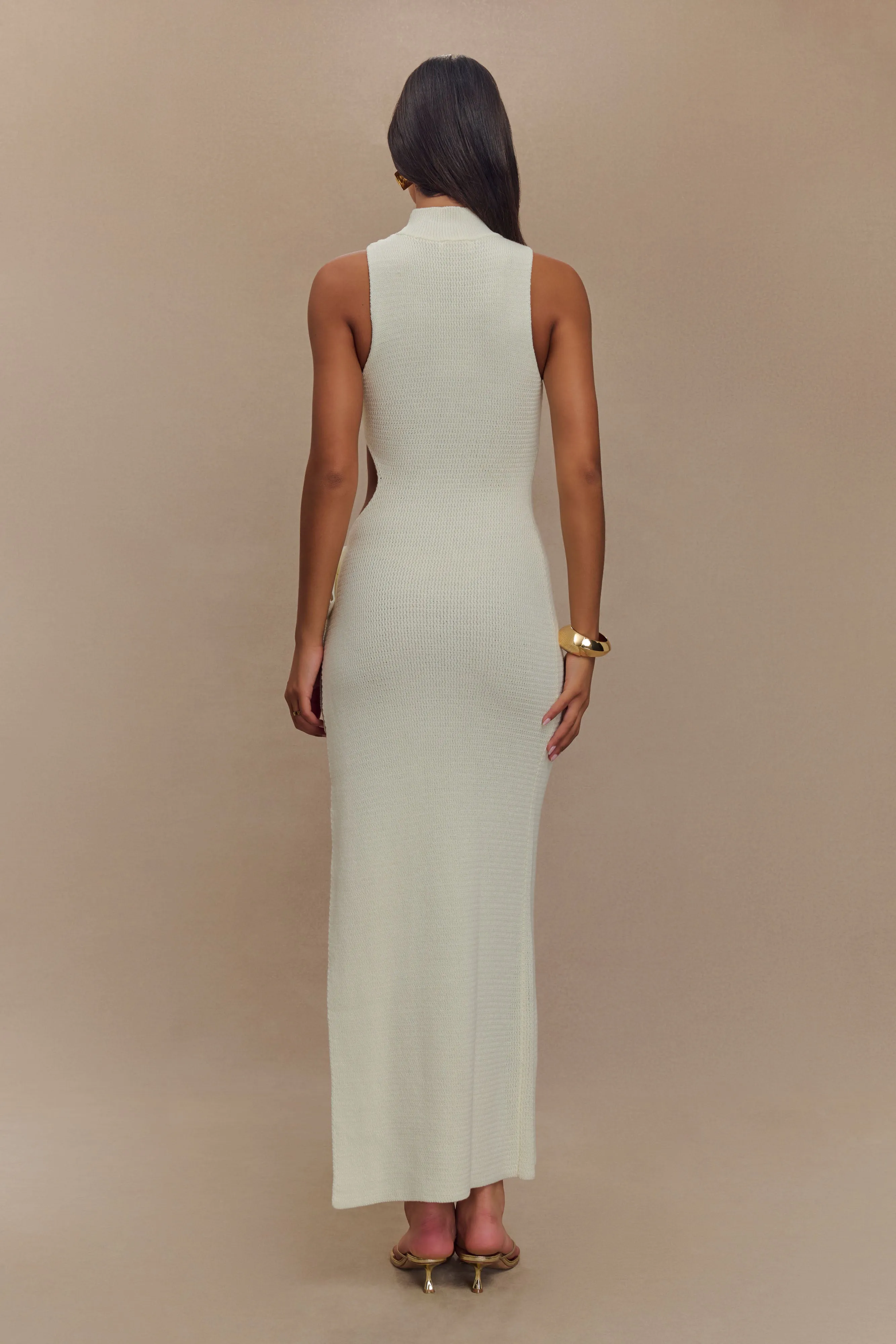 Stephanie Cut Out Knit Maxi Dress - Ivory