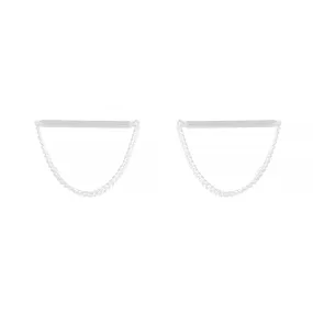 Sterling Silver Bar & Chain Stud Earrings