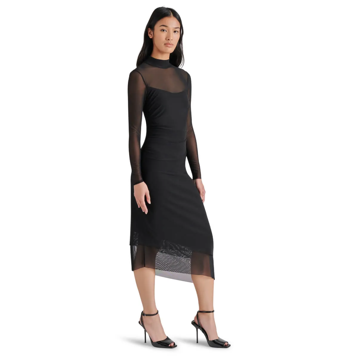 Steve Madden Blare Long Sleeve Mesh Midi Dress