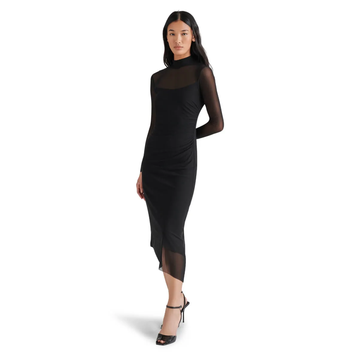 Steve Madden Blare Long Sleeve Mesh Midi Dress