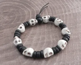 Stone Skull Bead Bracelet