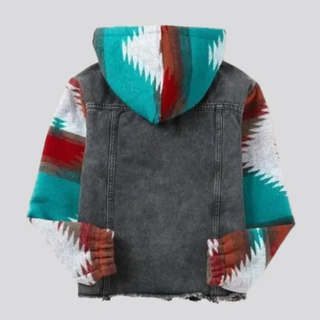 Street hooded denim jacket for ladies