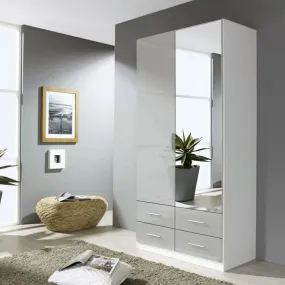 Stuttgart Silk Grey/ Alpine White 2 Door Wardrobe by Rauch