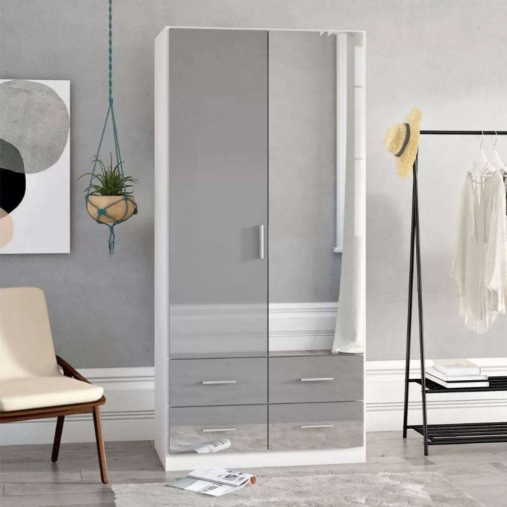 Stuttgart Silk Grey/ Alpine White 2 Door Wardrobe by Rauch