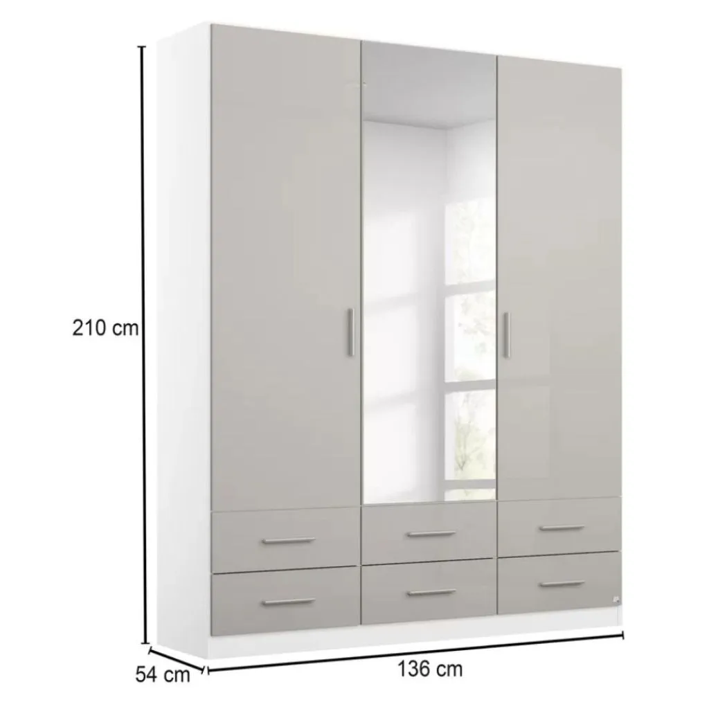 Stuttgart Silk Grey/ Alpine White 3 Door Wardrobe by Rauch