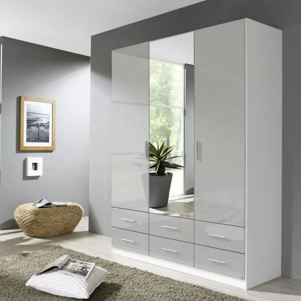 Stuttgart Silk Grey/ Alpine White 3 Door Wardrobe by Rauch