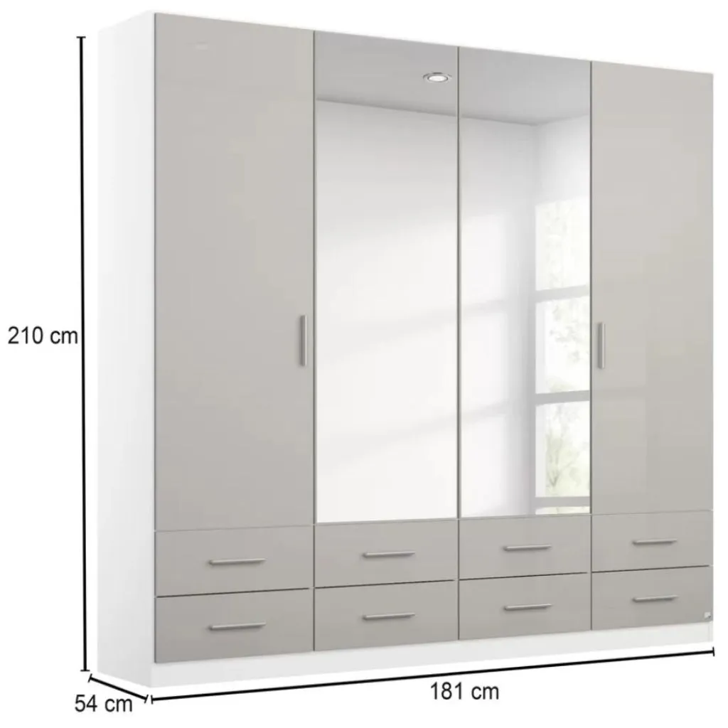 Stuttgart Silk Grey/ Alpine White 4 Door Wardrobe by Rauch