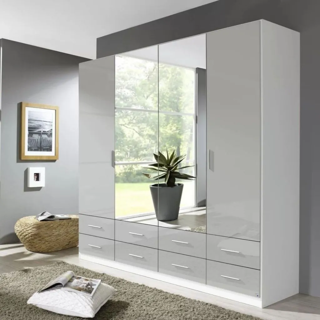 Stuttgart Silk Grey/ Alpine White 4 Door Wardrobe by Rauch