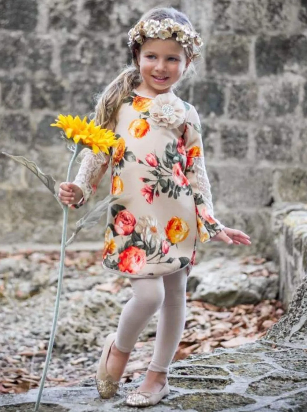 Taupe of the Morning Lace Sleeve Tunic and Legging Set