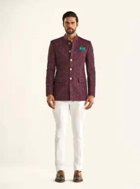 THE BORDEAUX JACQUARD BANDHGALA JACKET