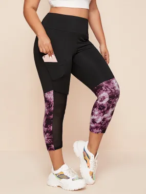 Tie Dye Sheer Capris Plus Size Leggings