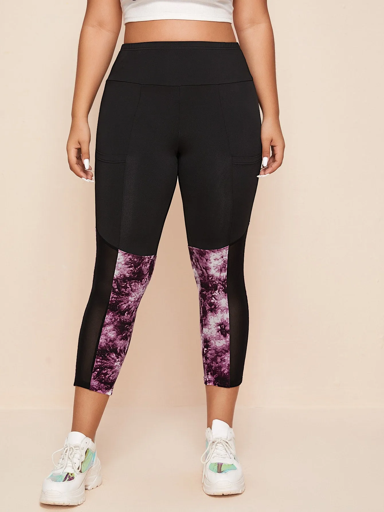 Tie Dye Sheer Capris Plus Size Leggings