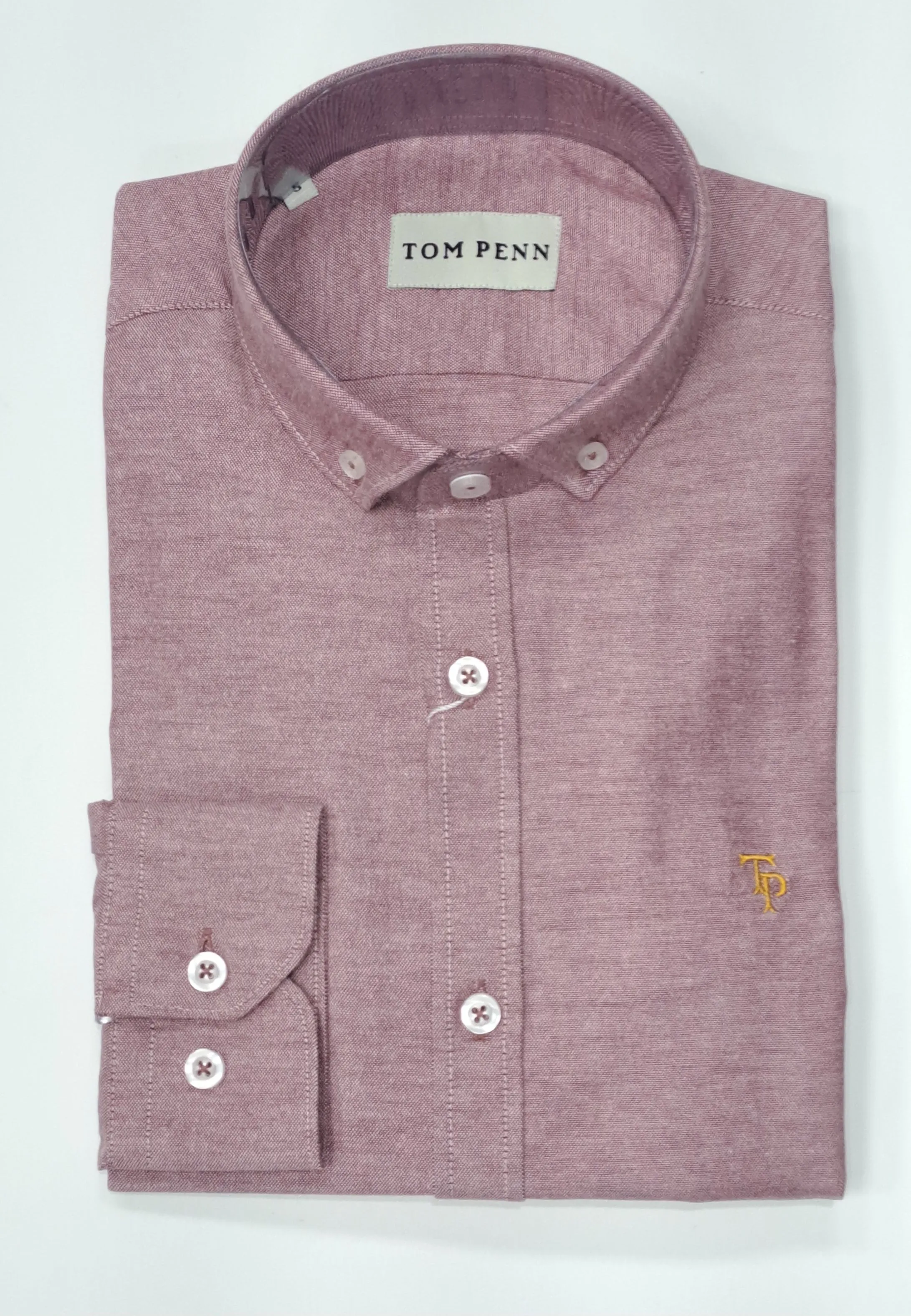 Tom Penn Long Sleeve Oxford Shirt 330 - Plum