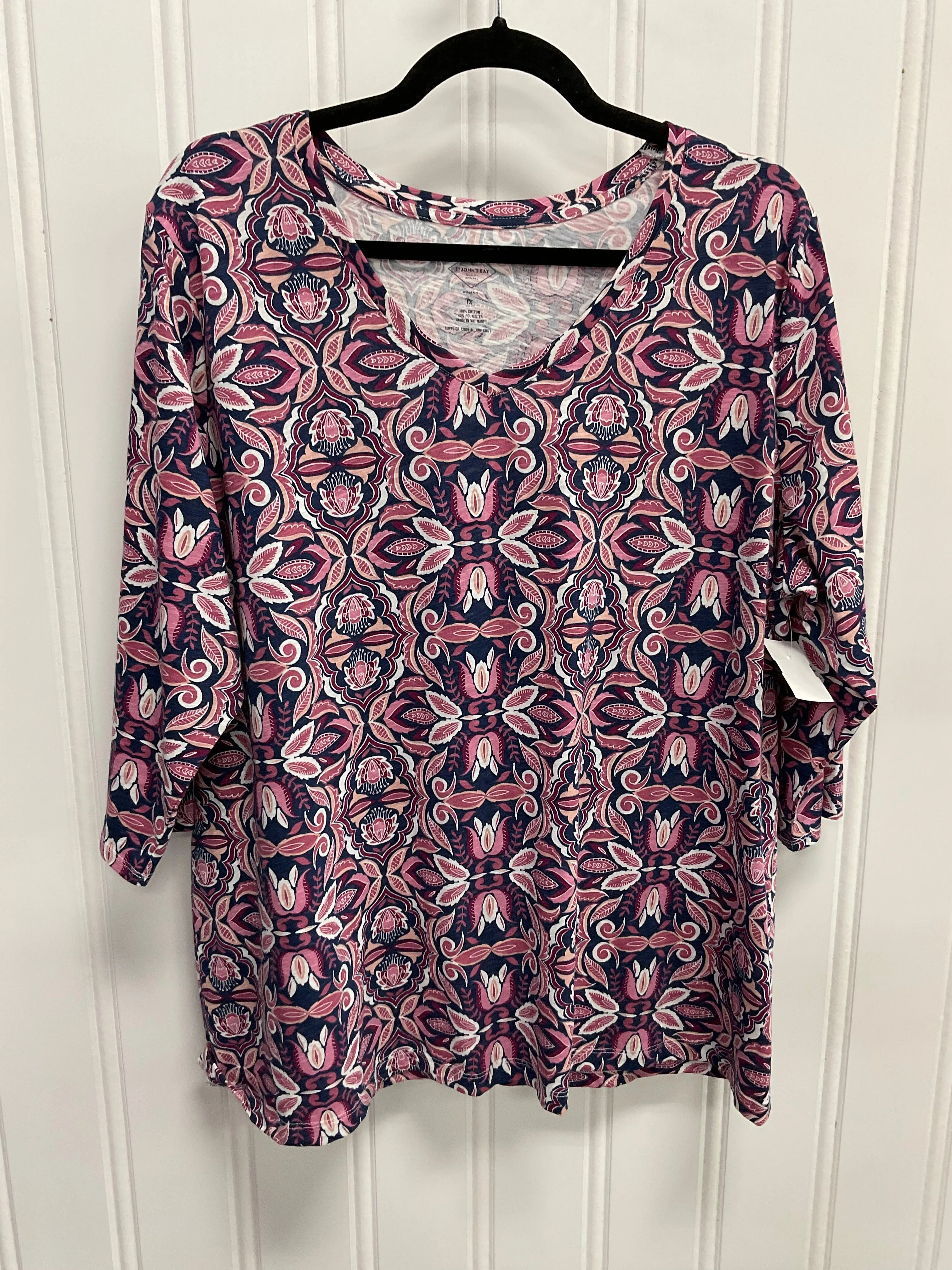 Top 3/4 Sleeve By St Johns Bay In Pink, Size: 1x