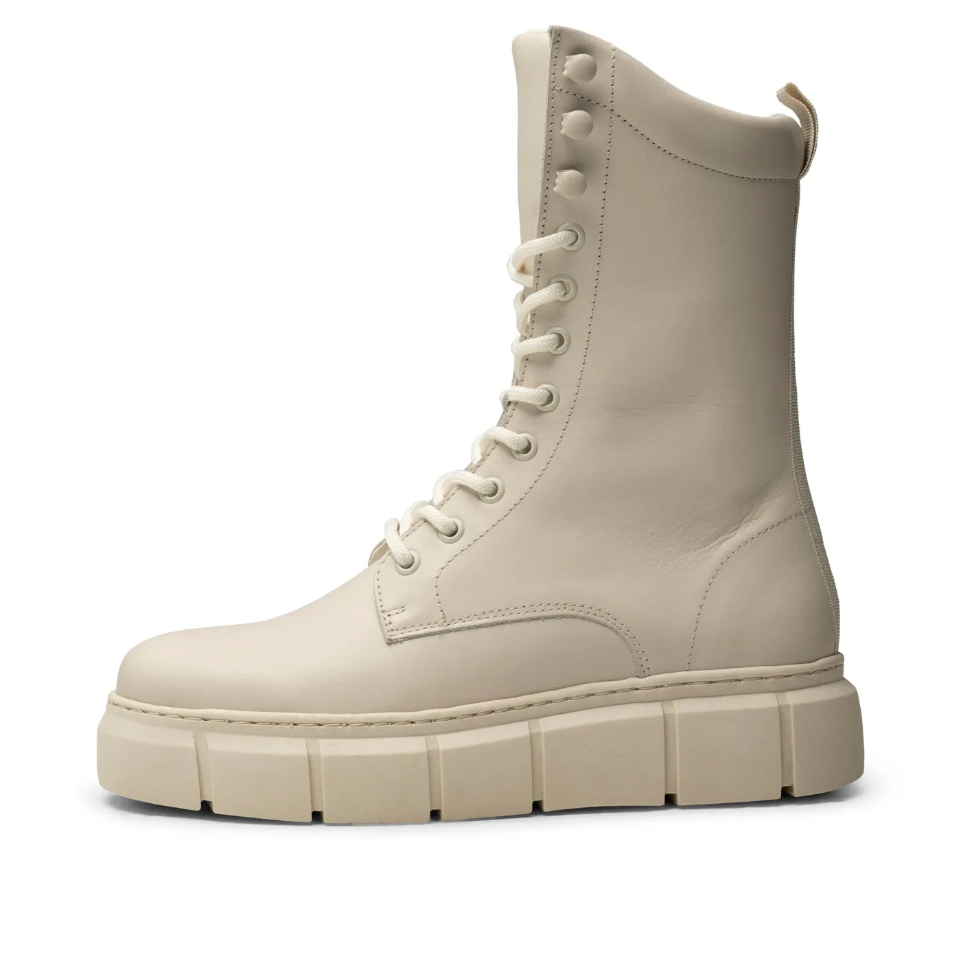 Tove lace up boot leather - OFF WHITE