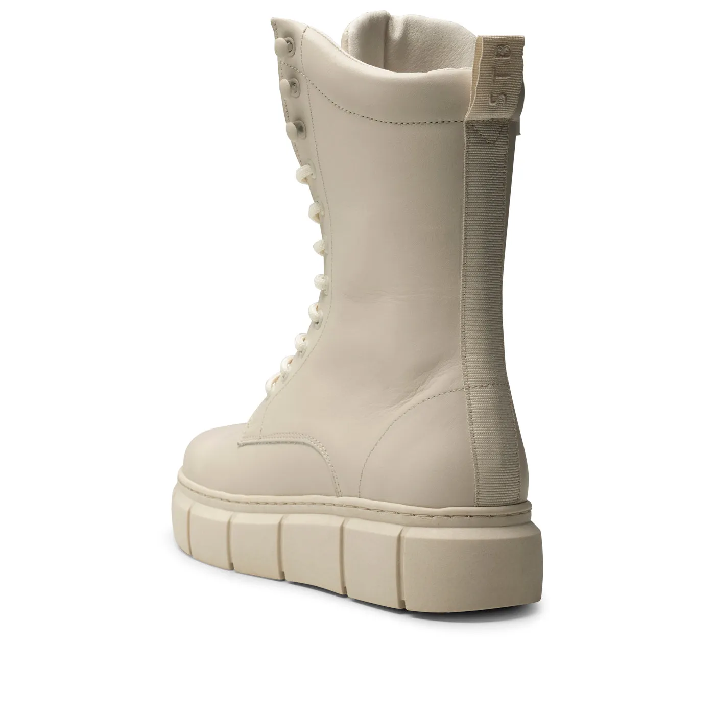 Tove lace up boot leather - OFF WHITE